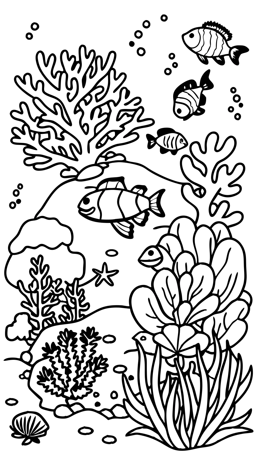 Página para colorear de arrecifes de coral